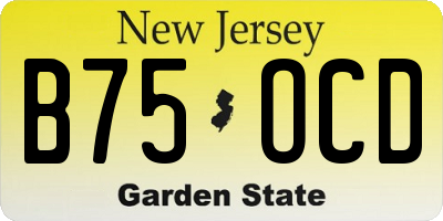 NJ license plate B75OCD