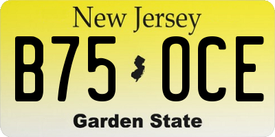 NJ license plate B75OCE