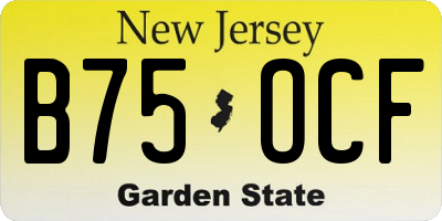 NJ license plate B75OCF