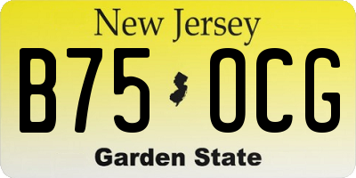 NJ license plate B75OCG