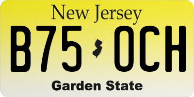 NJ license plate B75OCH