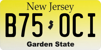 NJ license plate B75OCI