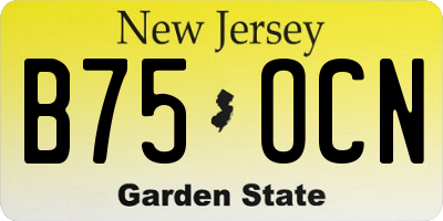 NJ license plate B75OCN