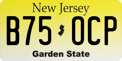 NJ license plate B75OCP