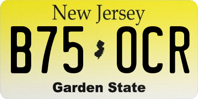 NJ license plate B75OCR