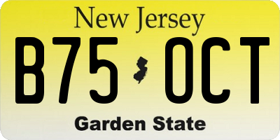 NJ license plate B75OCT