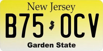 NJ license plate B75OCV