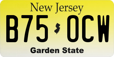 NJ license plate B75OCW