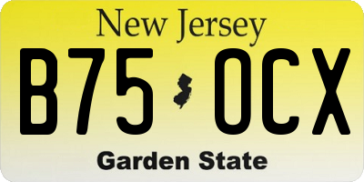 NJ license plate B75OCX