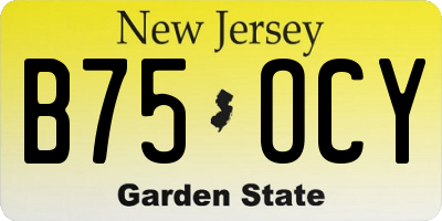 NJ license plate B75OCY