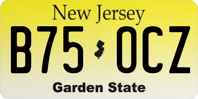 NJ license plate B75OCZ