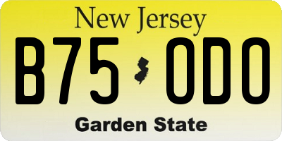 NJ license plate B75ODO