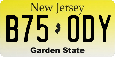 NJ license plate B75ODY