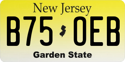 NJ license plate B75OEB