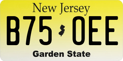 NJ license plate B75OEE