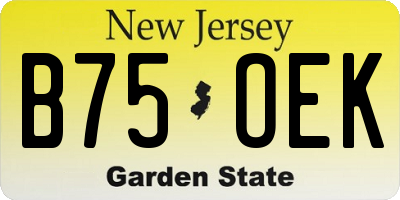 NJ license plate B75OEK