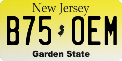 NJ license plate B75OEM