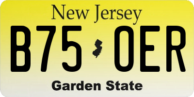 NJ license plate B75OER