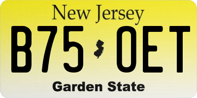 NJ license plate B75OET