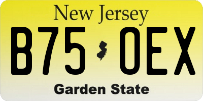 NJ license plate B75OEX