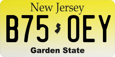 NJ license plate B75OEY
