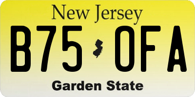 NJ license plate B75OFA