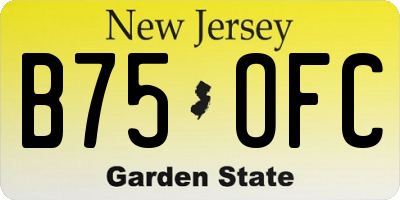 NJ license plate B75OFC