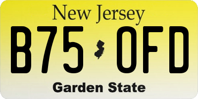 NJ license plate B75OFD