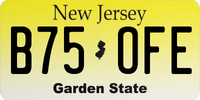 NJ license plate B75OFE