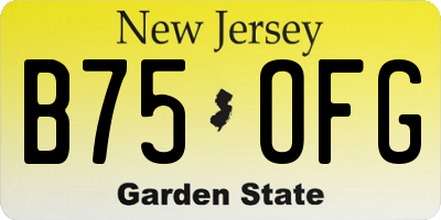 NJ license plate B75OFG