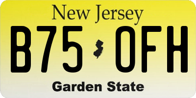 NJ license plate B75OFH