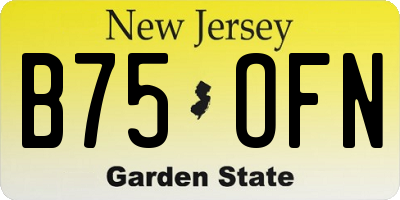 NJ license plate B75OFN