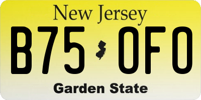 NJ license plate B75OFO