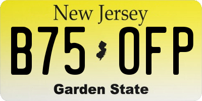 NJ license plate B75OFP
