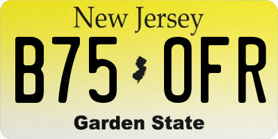 NJ license plate B75OFR