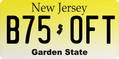 NJ license plate B75OFT