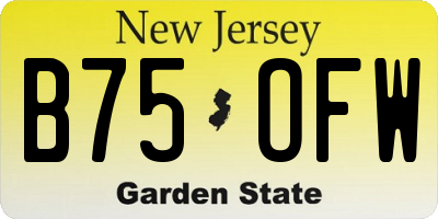 NJ license plate B75OFW