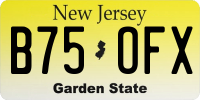 NJ license plate B75OFX