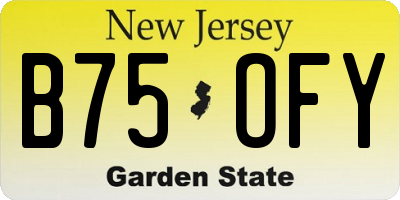 NJ license plate B75OFY