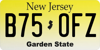 NJ license plate B75OFZ