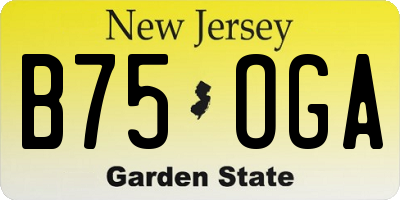 NJ license plate B75OGA