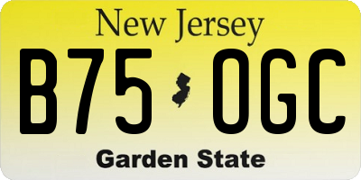 NJ license plate B75OGC
