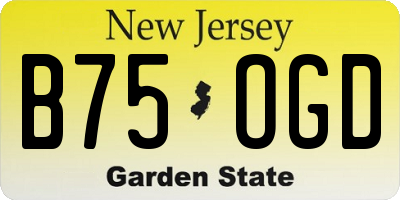 NJ license plate B75OGD