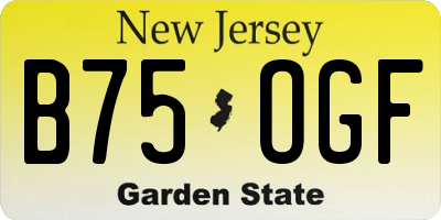 NJ license plate B75OGF
