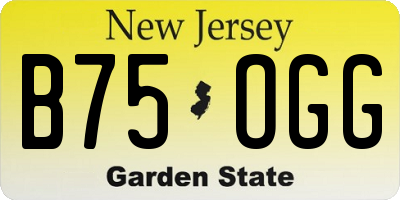 NJ license plate B75OGG