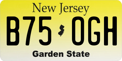NJ license plate B75OGH