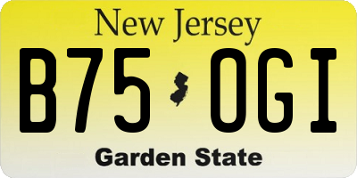 NJ license plate B75OGI