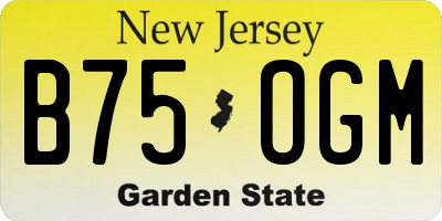 NJ license plate B75OGM