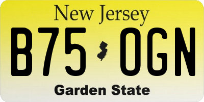 NJ license plate B75OGN