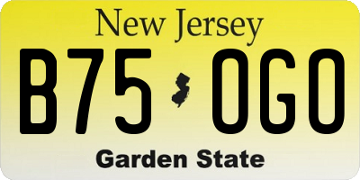 NJ license plate B75OGO